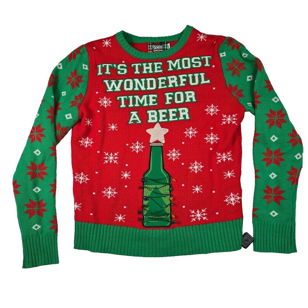 Spencer's Christmas Sweater Most Wonderful Time Light Up Men's Size Small
